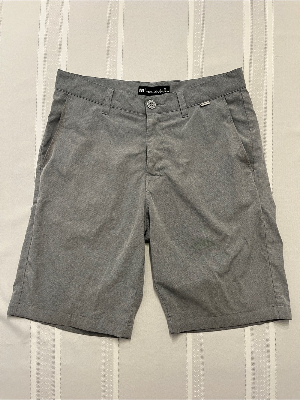 Travis Mathew Gray Golf Flat-Front Stretch Shorts